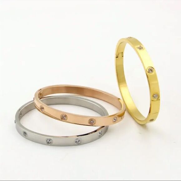 New Love Friendship Bangle Bracelet CZ Stones - Picture 9 of 16